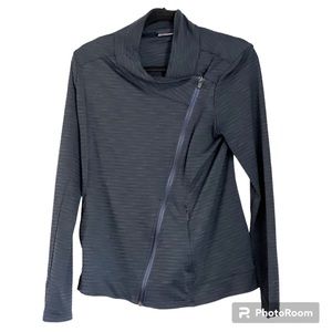 ATHLETA Intention 2.0 Jacquard navy asymmetrical zip-up jacket size S/M